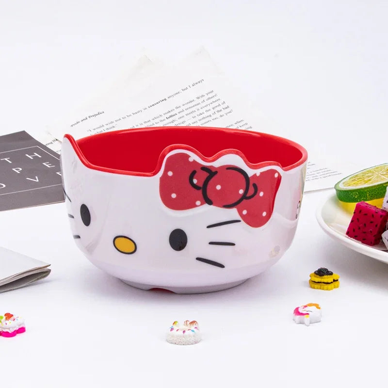 Kitty Unbreakable Kids Bowl with Large Capacity BPA-Free Dishwasher Safe Heat-Resistant Melamine Baby Tableware for Kids Adults