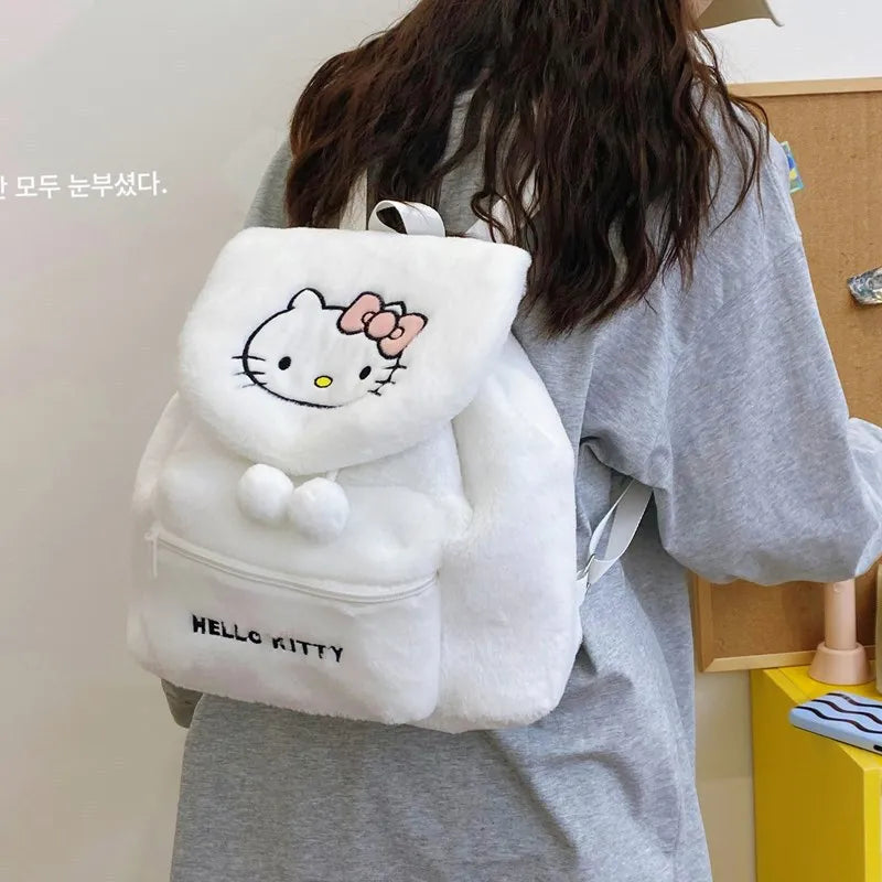Sanrio Plush Backpack Cartoon Kuromi Melody Cute Backpack Female Sweet Backpack Doll Bag