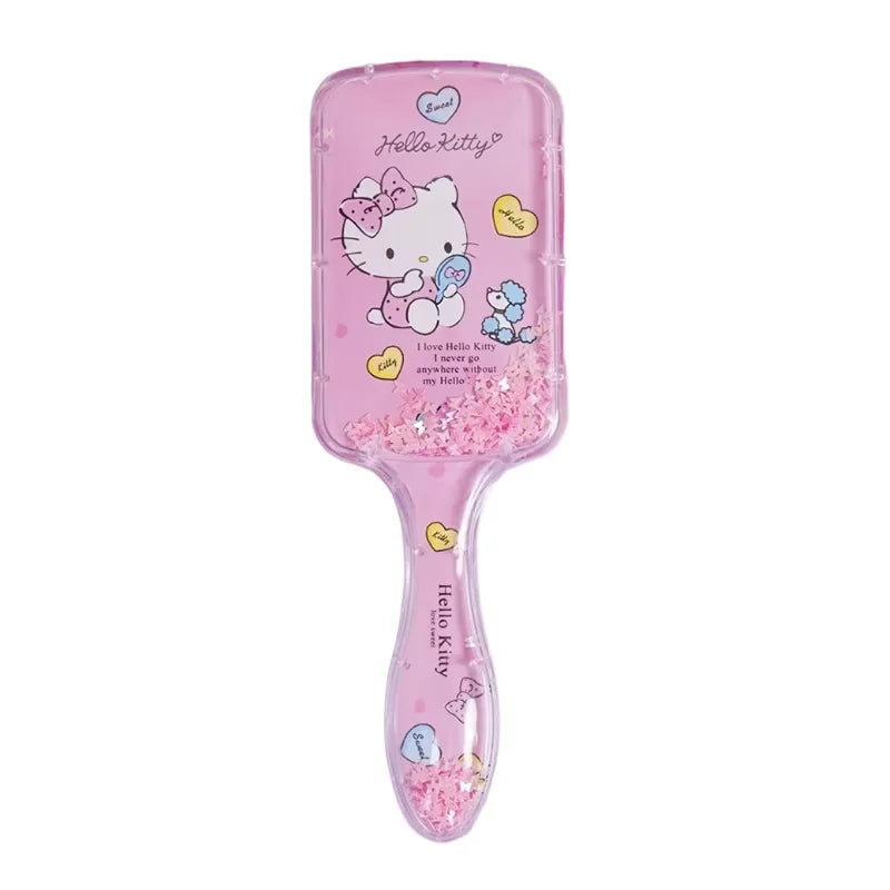 HelloKitty Combs Glitter Sequins Hair Brush Cartoon Floating Quicksand Detangling Air Cushion Combs Hair Care Tool Girl Gifts