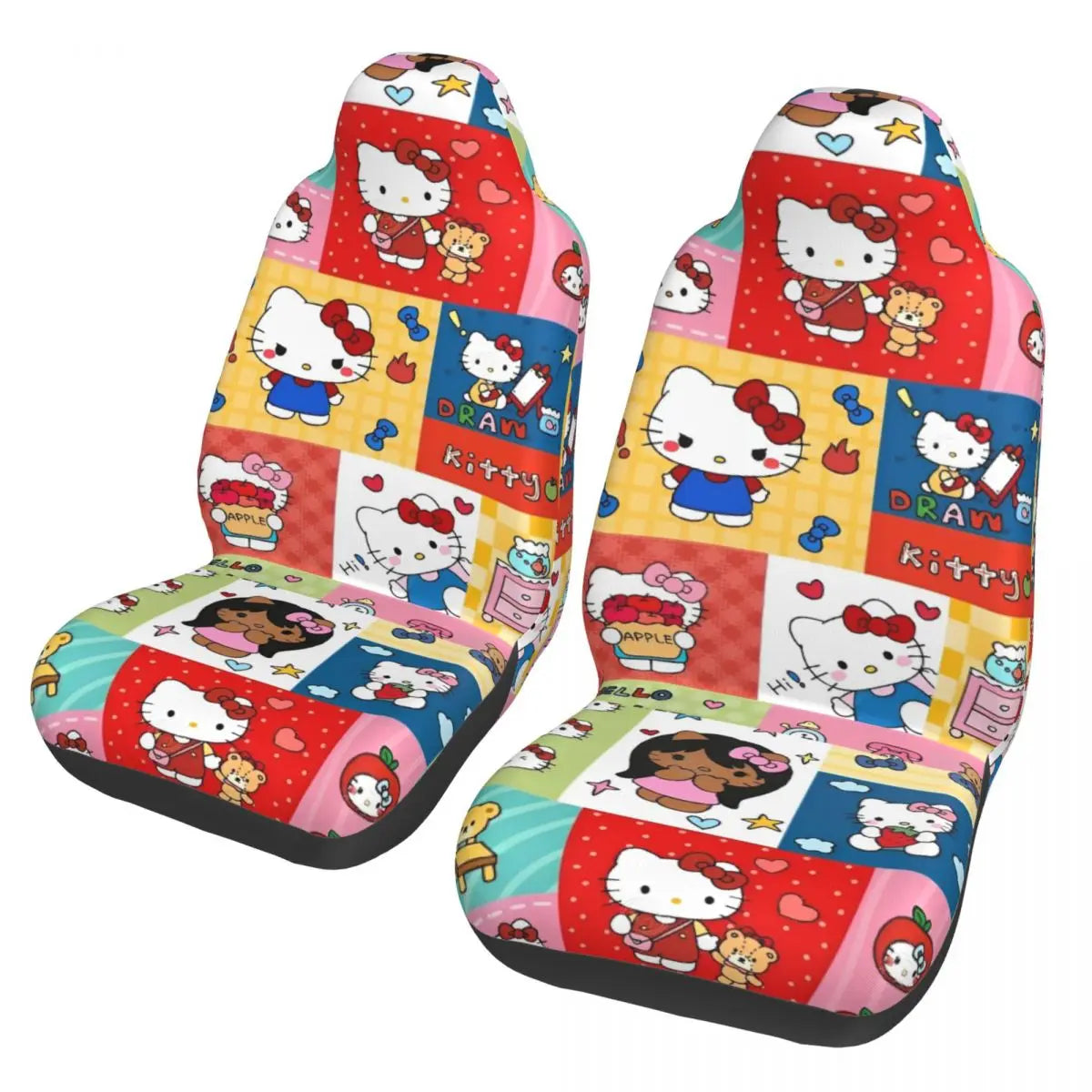 Hello Kitty Pink Leopard Car Seat Cover – Universal Four Seasons Seat Protector Cushion for Cars