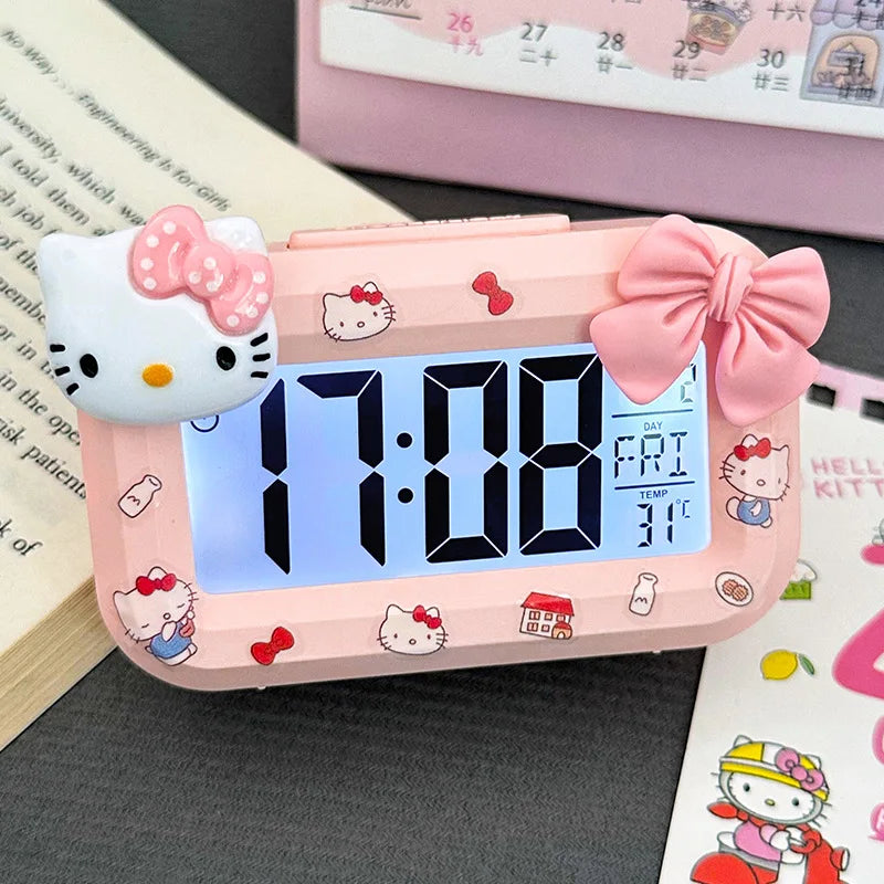 Hello Kitty Mini Night Light Alarm Clock Cute Timer Multi Functional Portable Desk Clock Birthday Gift Holiday Gift