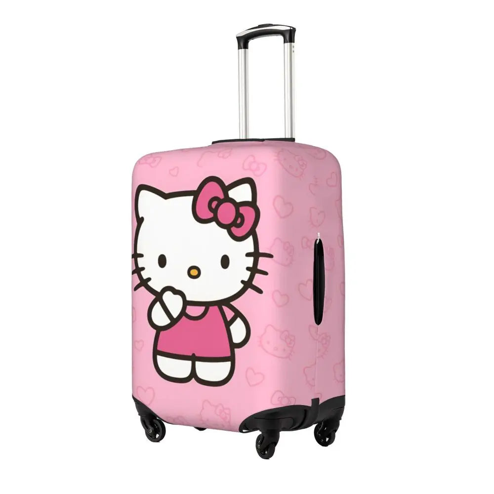 Custom Girls Kitten Classical Printing Luggage Cover Elastic Cute KT Cat Travel Suitcase Protective Covers Fits 18-32 Inch