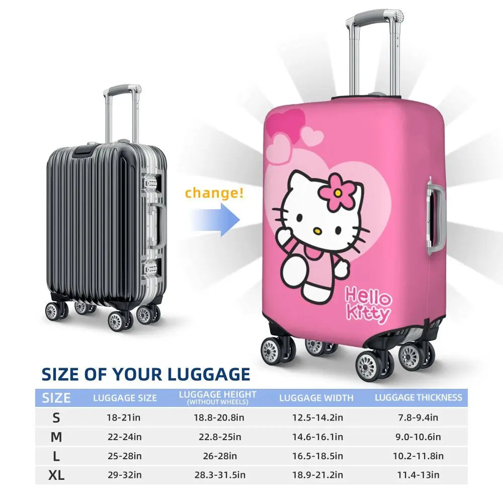 Custom Girls Kitten Classical Printing Luggage Cover Elastic Cute KT Cat Travel Suitcase Protective Covers Fits 18-32 Inch