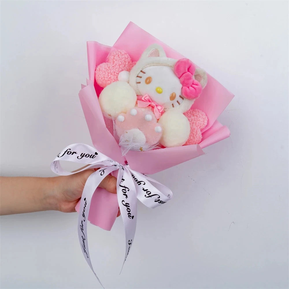 Hello Kitty Cartoon Plush Bouquet – Rose Flower Doll Arrangement for Home Decor & Gift (Valentine’s, Christmas & Wedding)