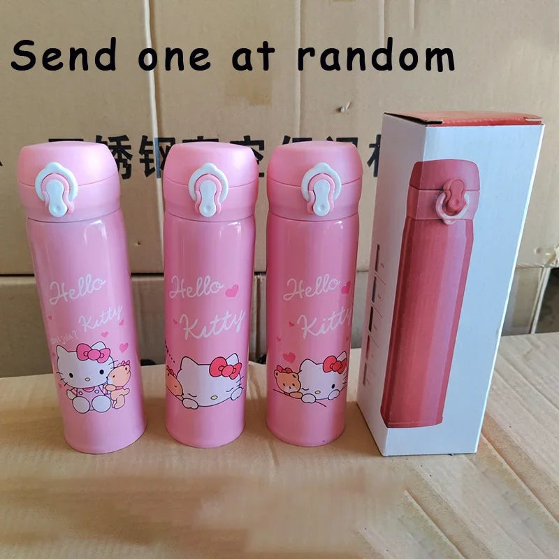 New Hello Kitty Children Thermos Cup One Click Open Lid BPA Free 304 Stainless Steel Leak Proof Spring Straw for School Outdoors