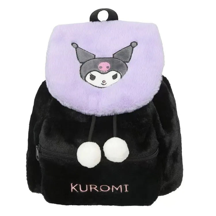 Sanrio Plush Backpack Cartoon Kuromi Melody Cute Backpack Female Sweet Backpack Doll Bag