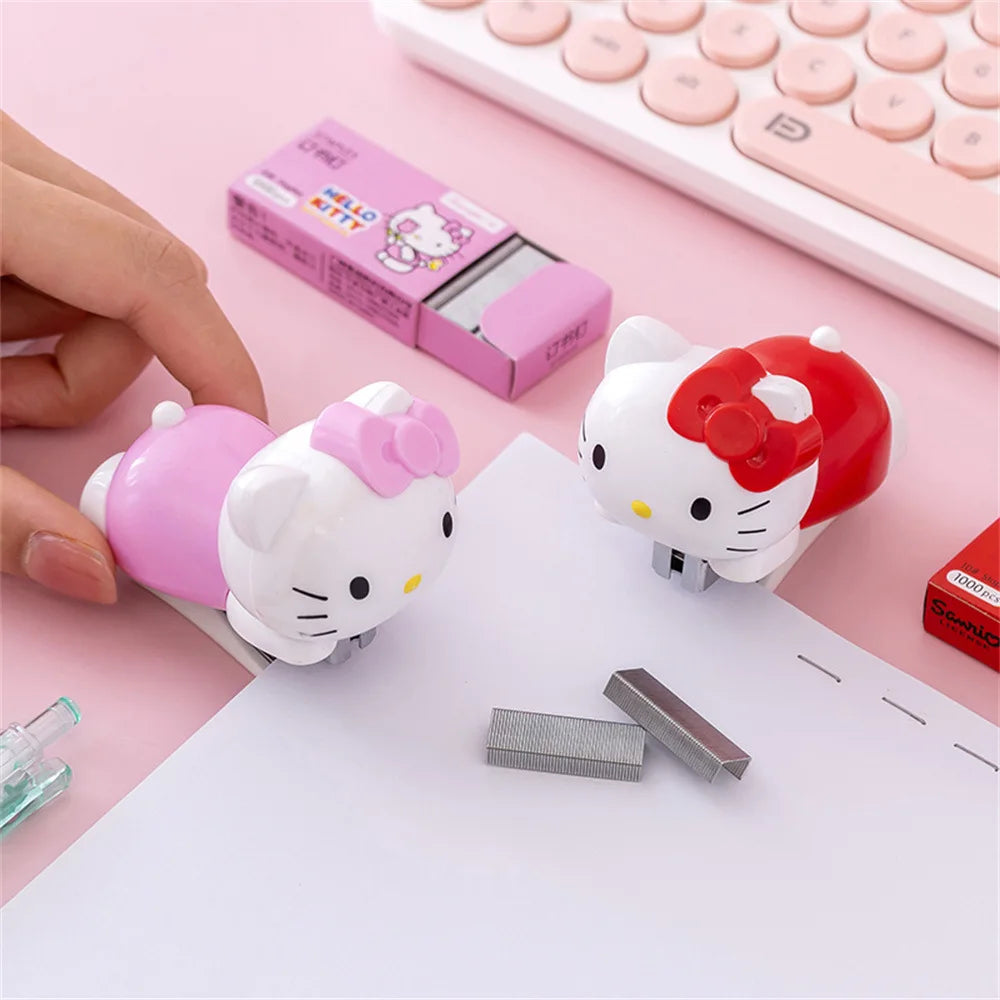 HelloKitty Cartoon Animation Handmade Stand Set Cute Manga Student Binding Machine School Office Binding Supplies Stand