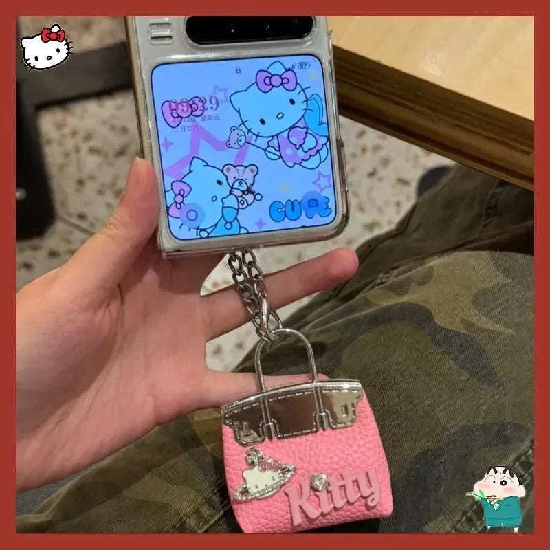 Hello Kitty Pendant Bag Charm – Cute Metal Keychain Accessory with Fashion Chain for Bags & Keys