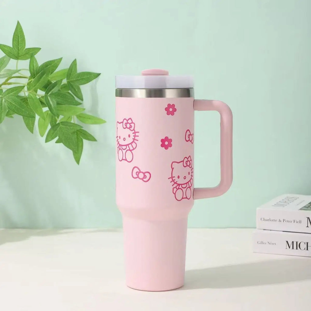 Hello Kitty Stainless Steel Insulated Straw Cup – Cute Vacuum Water Bottle for Hot & Cold Drinks