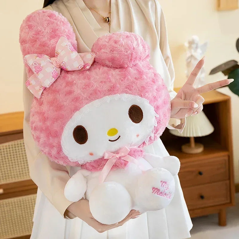 35cm Sanrio Hello Kitty Kawaii Rose My Melody Plush Toy Anime Cartoon Anime Big Size Soft Stuffed Doll Pillow Kids Birthday Gift