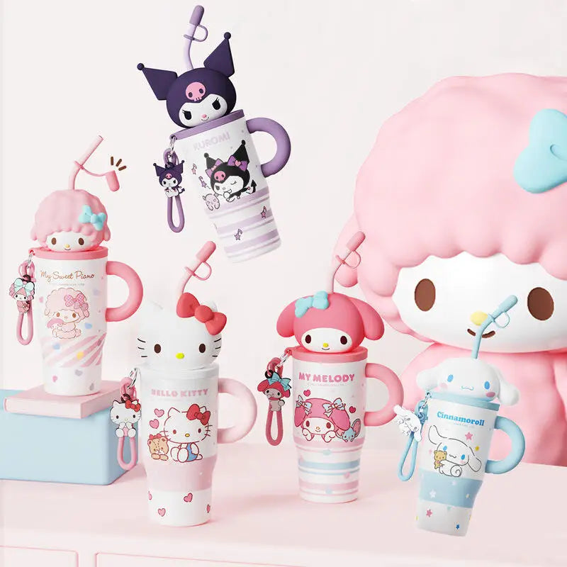 Hello Kitty Thermos Cup with Straw – Cute Double Drink Insulated Water Bottle for School, Travel & Daily Use
