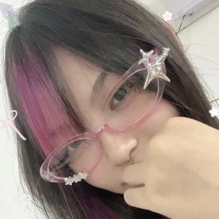 Hello Kitty Glasses Fashion Trend Personality Take Pictures Decorative Glasses Originality Cartoon Subculture Y2k Eyeglass Frame