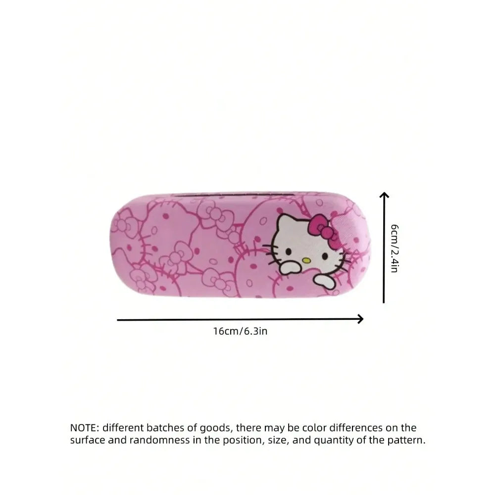 3pcs Hello Kittys glasses case and cloth Pink cat head design Soft microfiber Used to clean and put  glasses, mobile phones