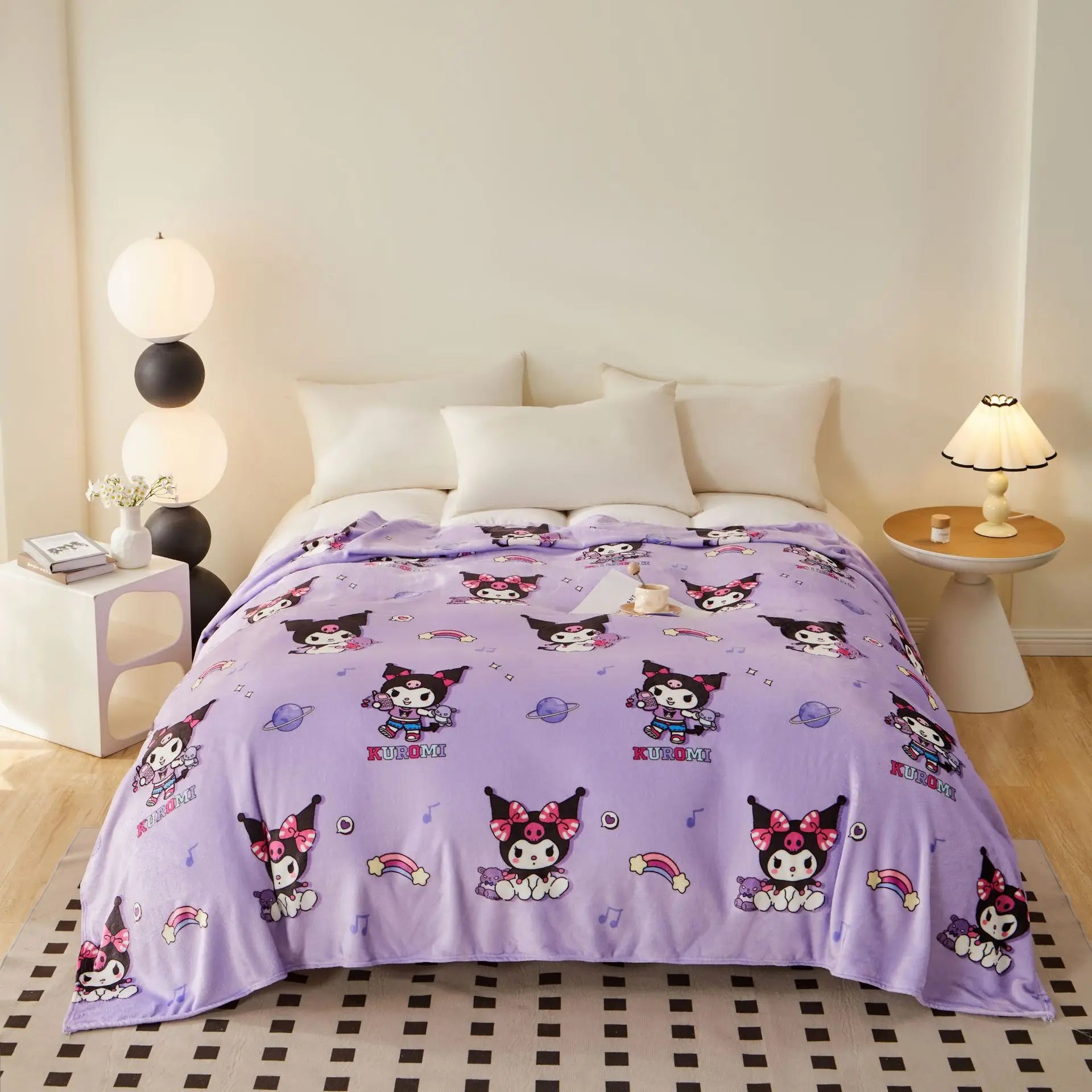 Cute Sanrio hello kitty cartoon thickened for autumn and winter snowflake fluff blanket flannel air conditioner blanket gifts