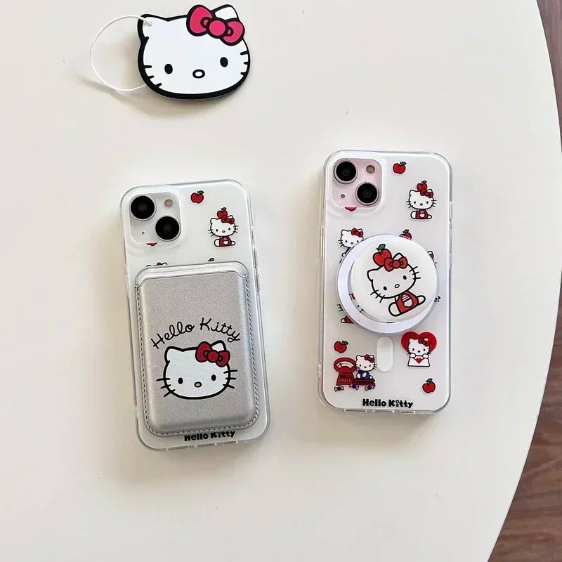 Hello Kitty MagSafe Wallet Phone Case – Magnetic Card Holder & Wireless Charging Cover for iPhone 13, 14, 15, 16 & 17 Pro Max