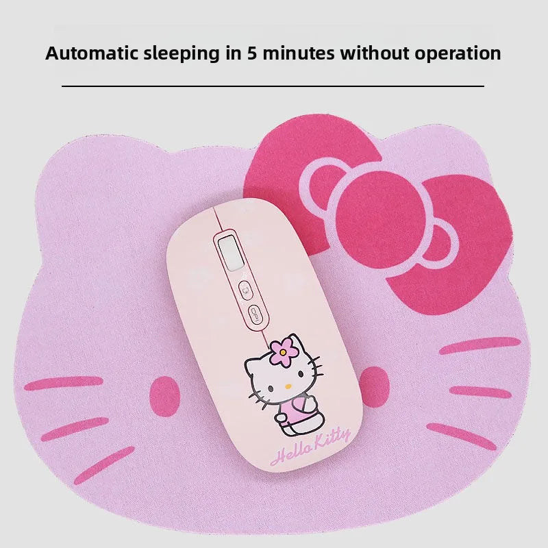 Cute cartoon character Hello kitty wireless Bluetooth dual-mode mouse Cute and fun rechargeable universal mouse Holiday gift