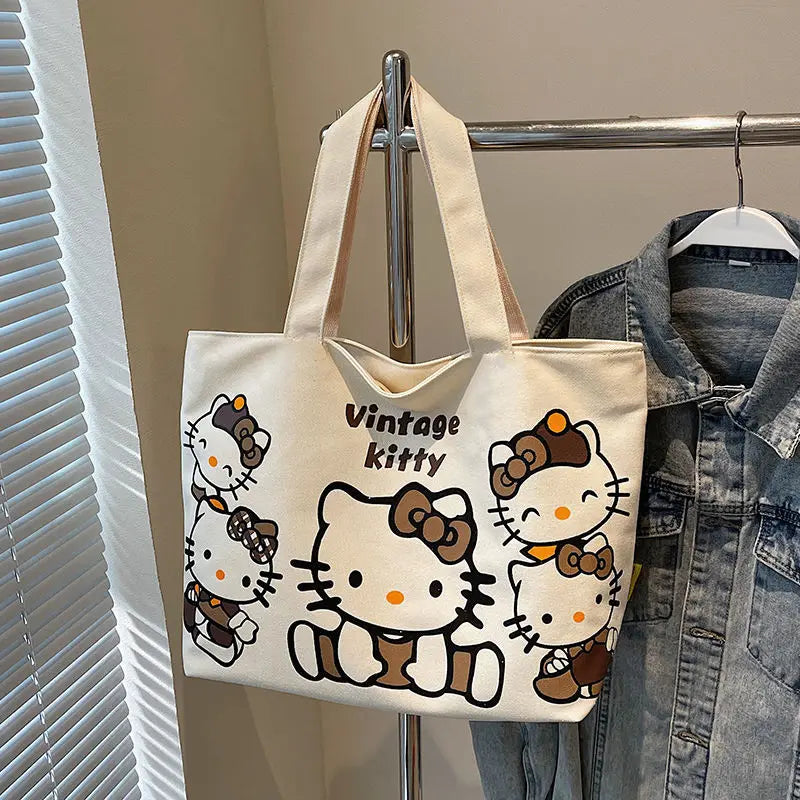 Hello Kitty Handbag Cute Cartoon Versatile Large Capacity Handbag Women Supplies Desktop Accessories Student Gift Wholesale