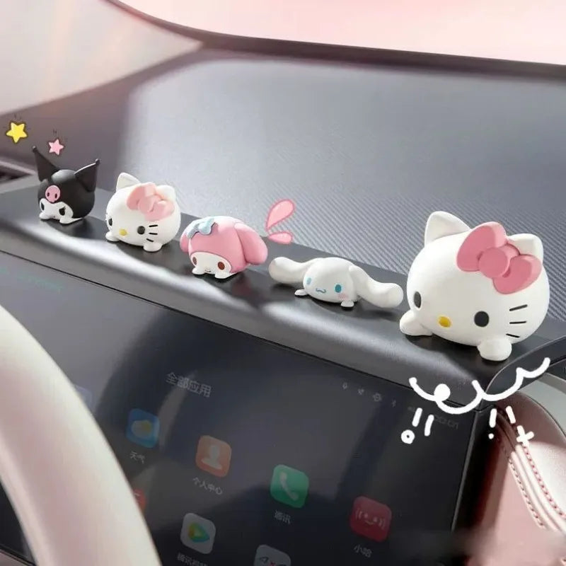 Hello kitty,My Melody & Kuromi Car Dashboard Decorations – Cute Cartoon Car Interior Accessories for Rearview Mirror, Screen & Window Decor