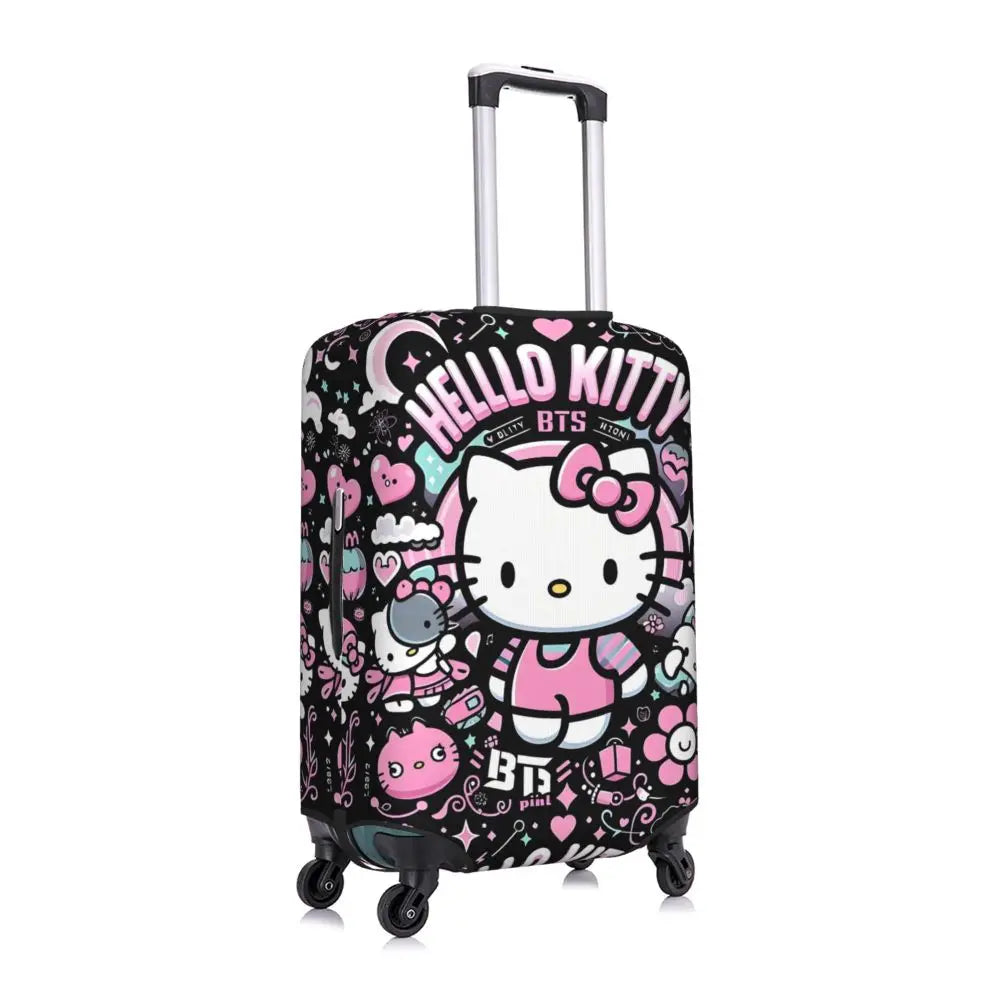 Custom Girls Kitten Classical Printing Luggage Cover Elastic Cute KT Cat Travel Suitcase Protective Covers Fits 18-32 Inch