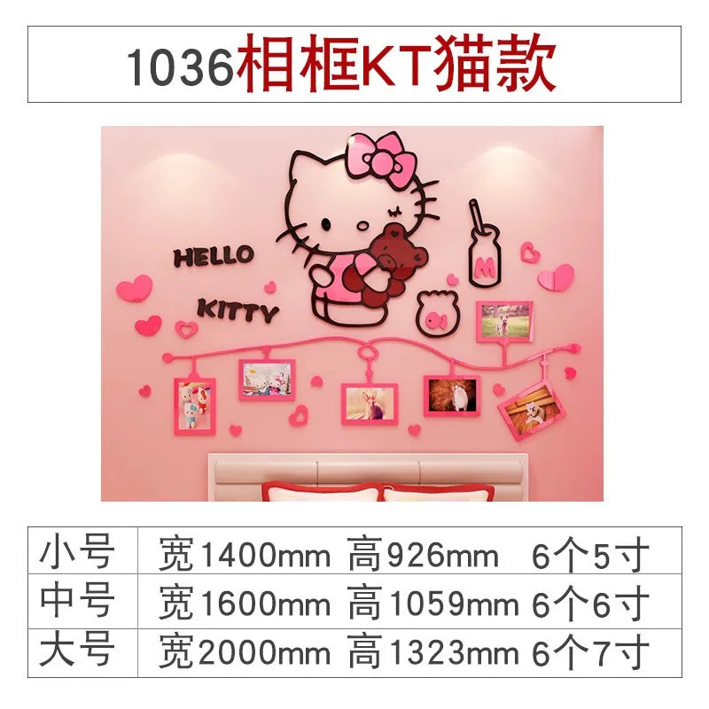 Sanrio Hello Kitty Room Decor Acrylic 3D Wall Sticker Self-Adhesive Cute Children Background Wall Decorative Painting Kid Gifts