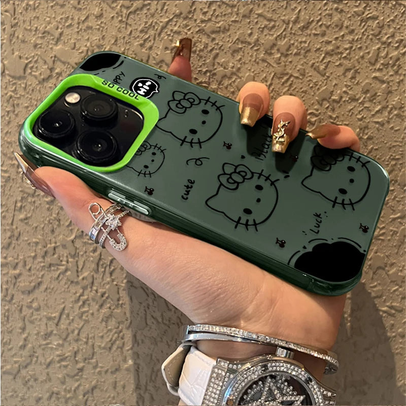 Lovely Lines Hello Kitty Phone Case for IPhone 17 16 15 14 13 12 11 Pro Max Plus 17 Air 16E X XR XS Max Shockproof Back Cover