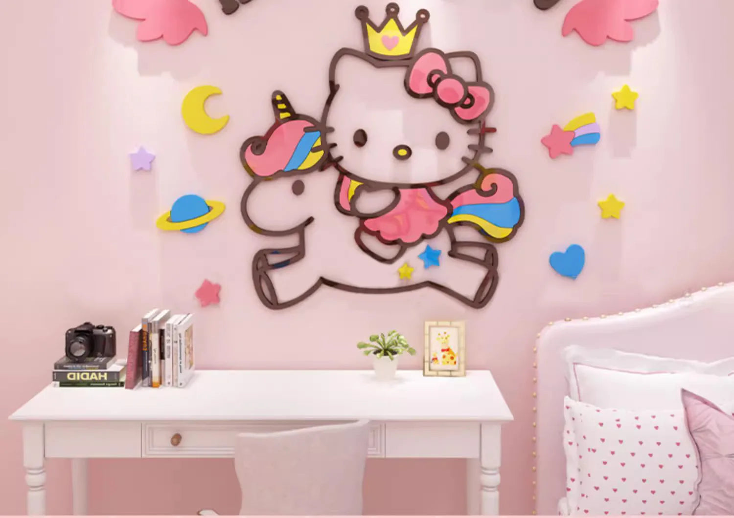 Sanrio Hello Kitty Room Decor Acrylic 3D Wall Sticker Self-Adhesive Cute Children Background Wall Decorative Painting Kid Gifts