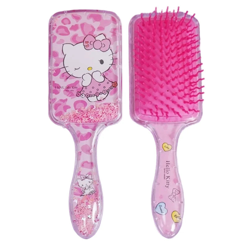 HelloKitty Combs Glitter Sequins Hair Brush Cartoon Floating Quicksand Detangling Air Cushion Combs Hair Care Tool Girl Gifts