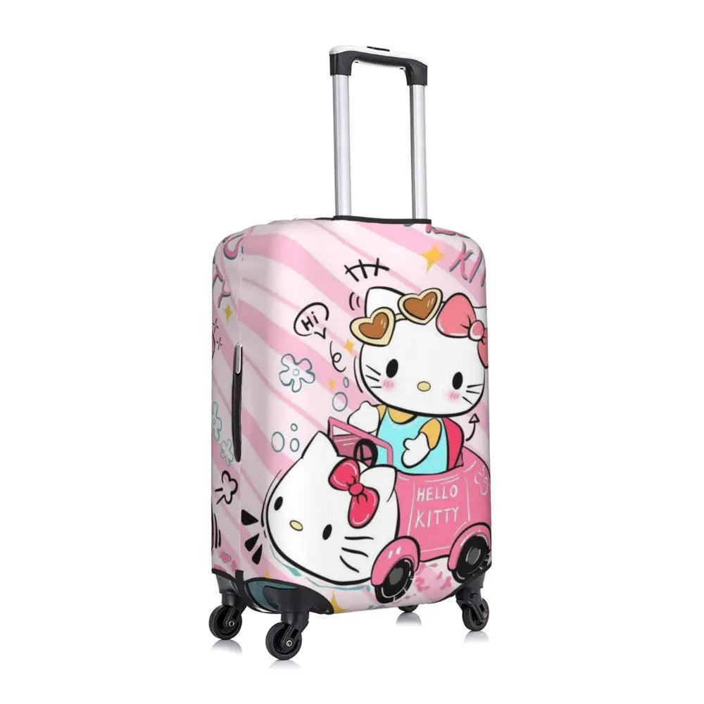 Custom Girls Kitten Classical Printing Luggage Cover Elastic Cute KT Cat Travel Suitcase Protective Covers Fits 18-32 Inch