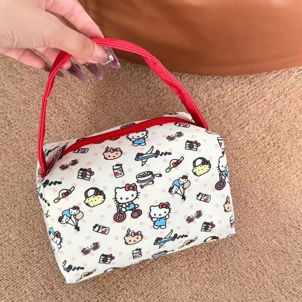 Hello Kitty Cartoon Makeup Bag – Portable Travel Toiletry & Cosmetic Handbag for Women and Girls