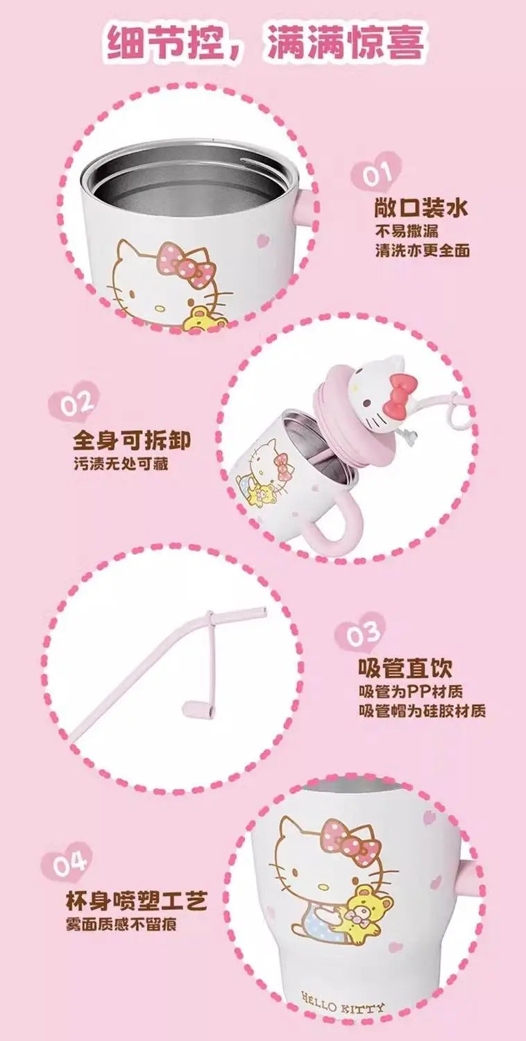 Anime Sanrio Hello Kitty Thermos Cup Cinnamoroll Girls Gift Cute Large Capacity Sippy Cup Cartoon Kawaii Lovely Student 2026