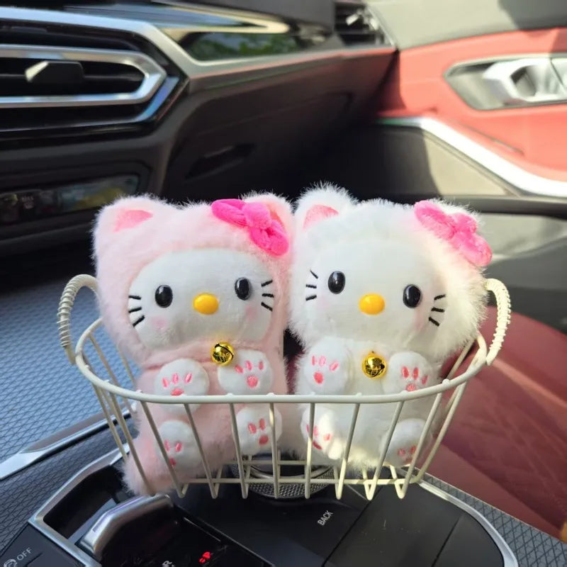 Hello Kitty White & Pink  Plush Bag Charm – Cute Kawaii Keychain & Soft Stuffed Accessory