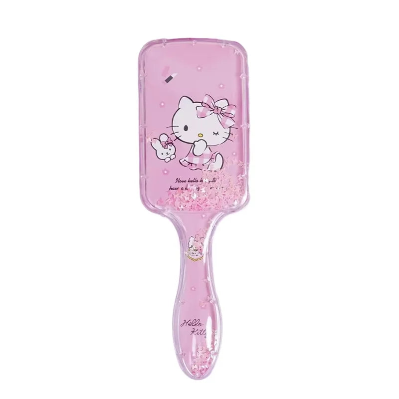 HelloKitty Combs Glitter Sequins Hair Brush Cartoon Floating Quicksand Detangling Air Cushion Combs Hair Care Tool Girl Gifts