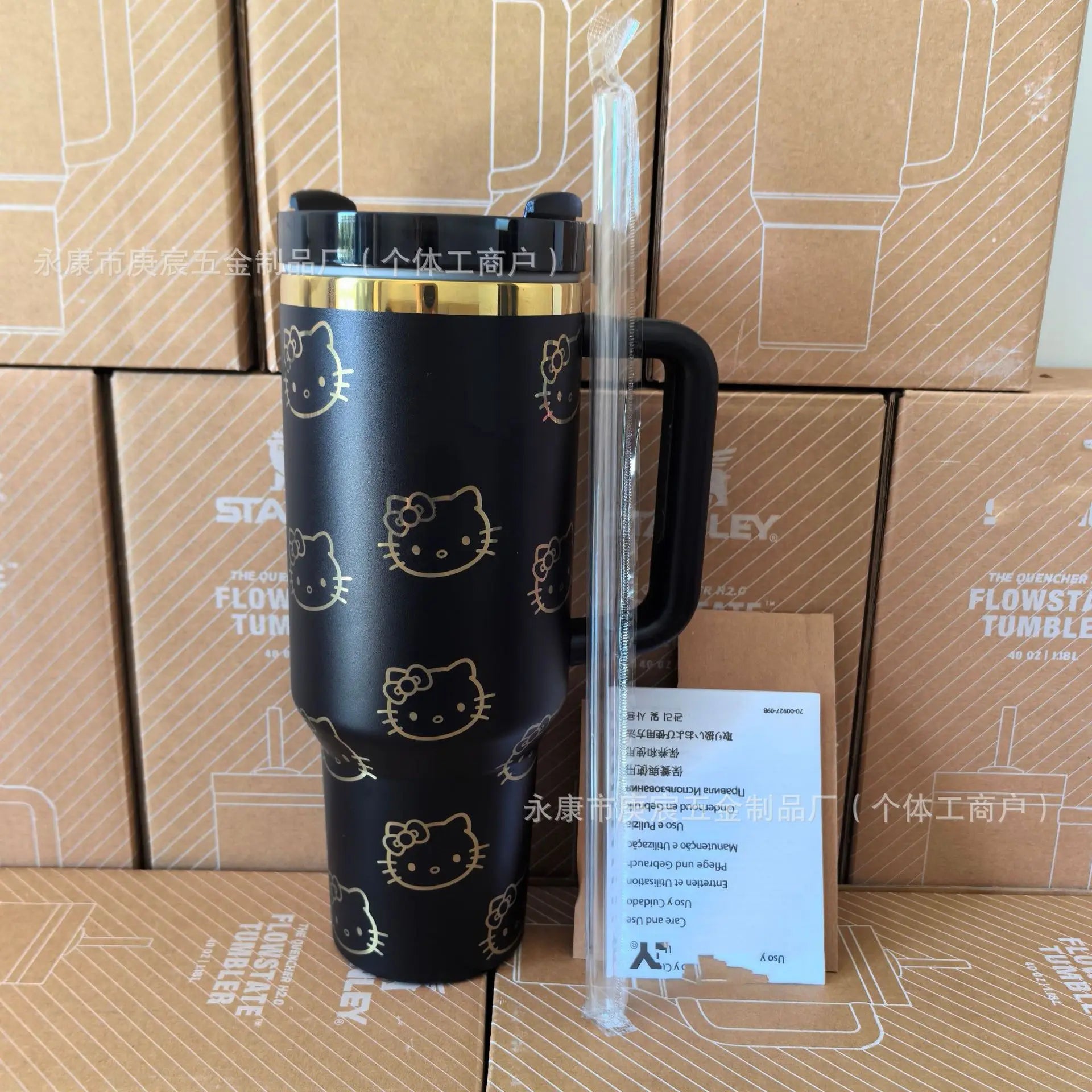 Hello Kitty Thermal Cup with Handle – Large Capacity Insulated Car Tumbler – Stainless Steel Ice Cup Water Bottle Mug for Girls Daily Outdoor Use