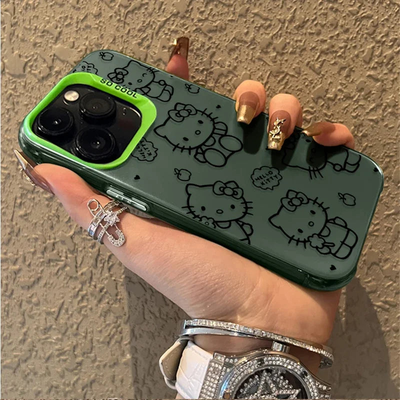 Lovely Lines Hello Kitty Phone Case for IPhone 17 16 15 14 13 12 11 Pro Max Plus 17 Air 16E X XR XS Max Shockproof Back Cover
