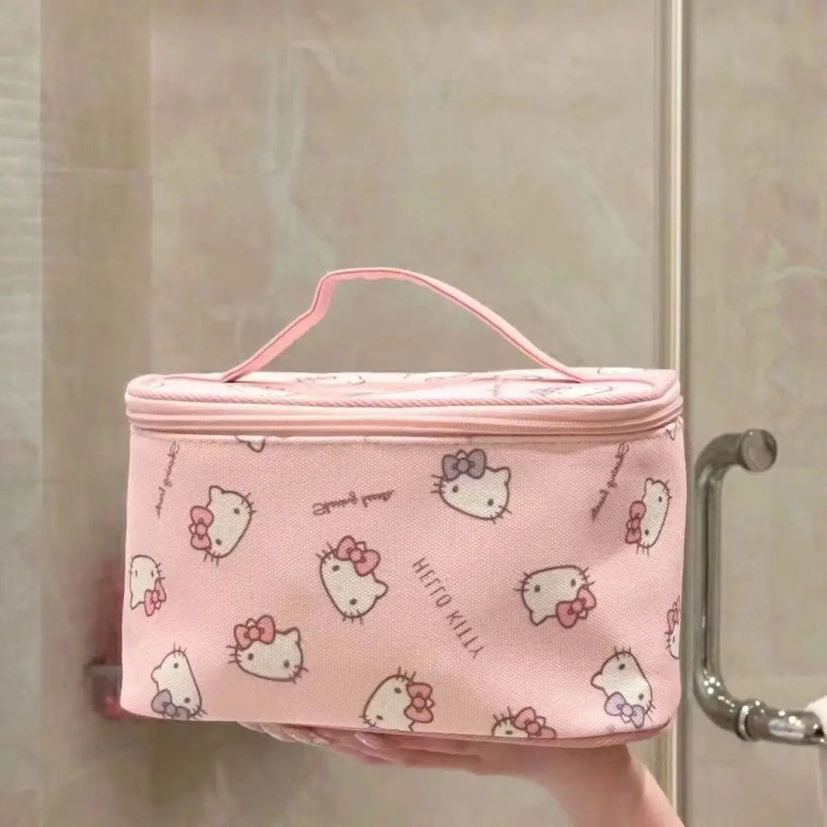 Hello Kitty Large Capacity Travel Makeup Bag – Portable Cosmetic & Toiletry Organizer with Compartments