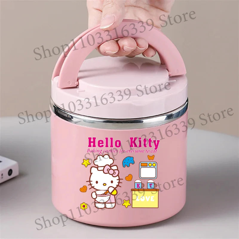 Sanrio HelloKitty Female Thermal Lunch Box Woman Bento Box Student Portable Food Container Cartoon Letter Printed Picnic Case
