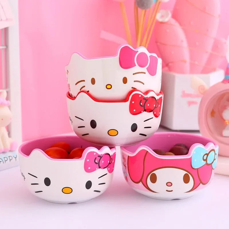 Kitty Unbreakable Kids Bowl with Large Capacity BPA-Free Dishwasher Safe Heat-Resistant Melamine Baby Tableware for Kids Adults