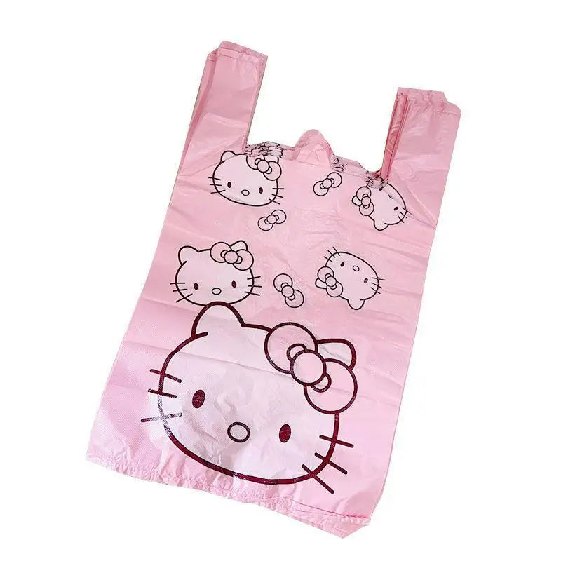 Cute Cartoon Kawaii Hello Kitty Cat Pattern Portable Bin Bag Vest Bag Plastic Bag Pink Tote Bag Storage Bag Household Waste Bag