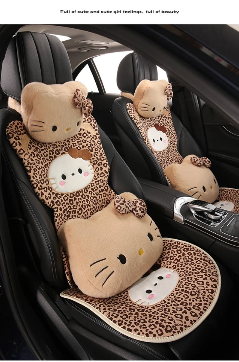 Hello Kitty Car Neck & Lumbar Support Pillow Set – Cute Cartoon Headrest Cushion for Travel & Driving Comfort