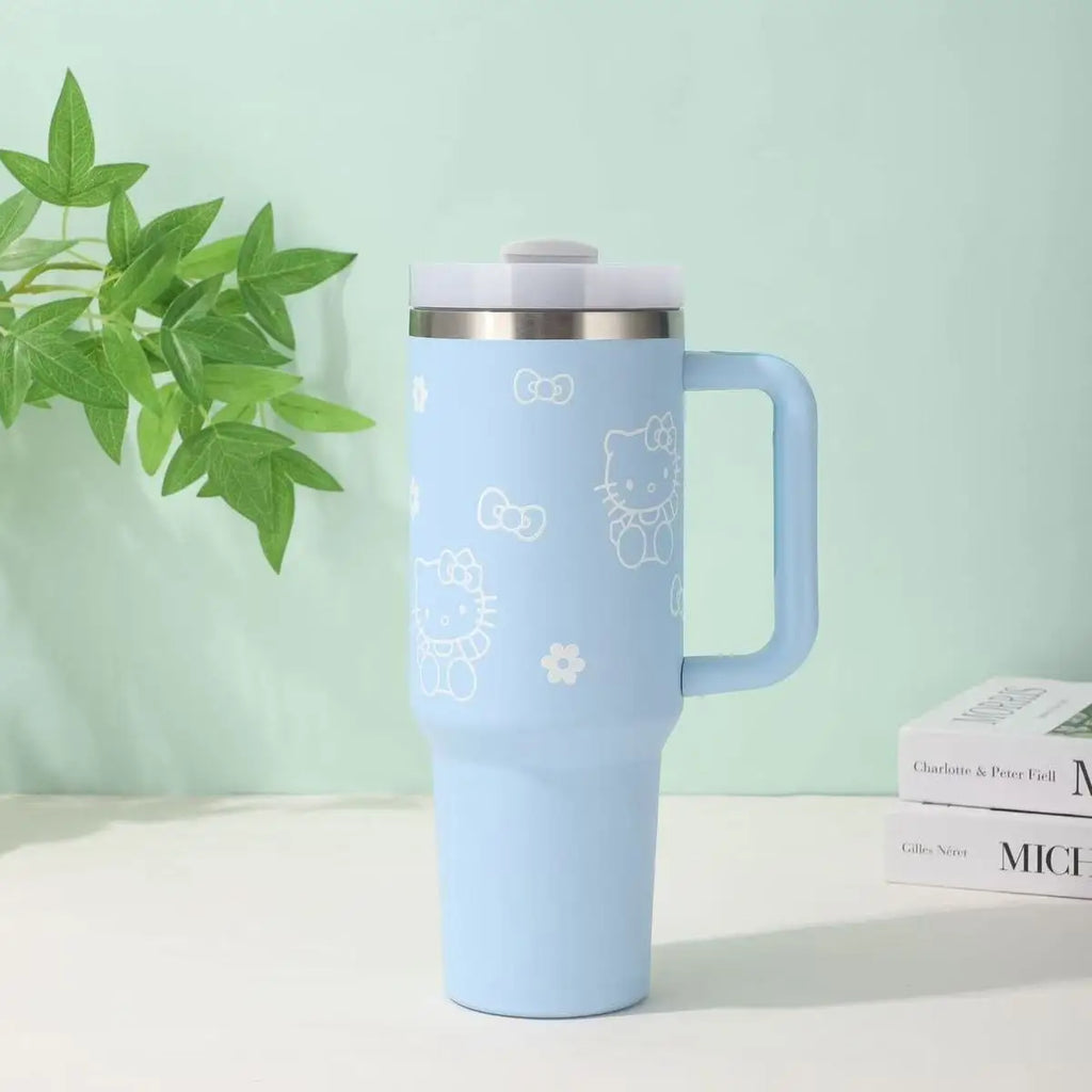 Hello Kitty Stainless Steel Insulated Straw Cup – Cute Vacuum Water Bottle for Hot & Cold Drinks