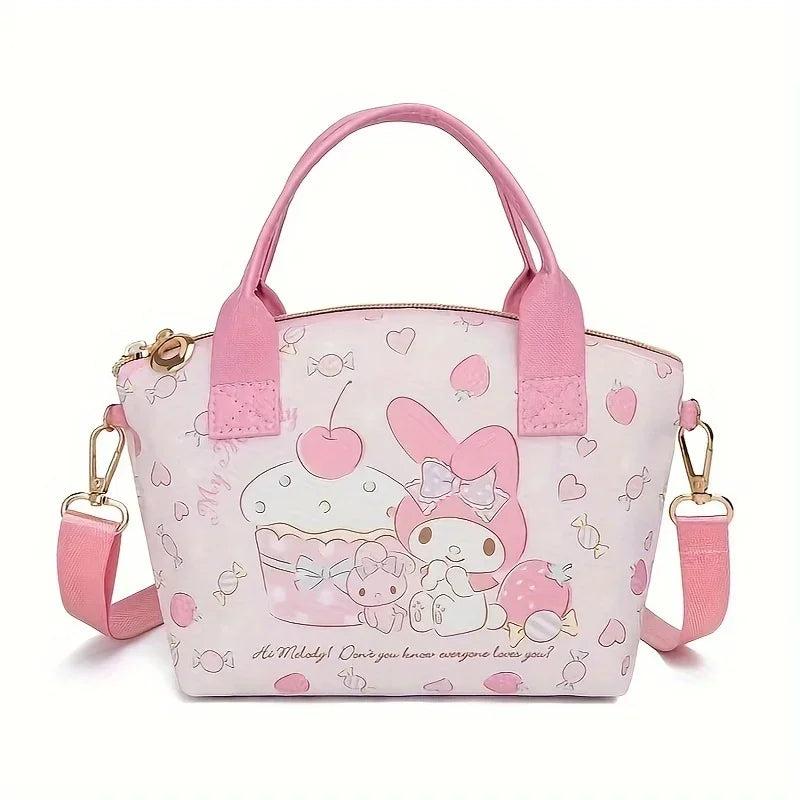 Hello Kitty & Friends Printed Tote Bag – Cute Cinnamoroll, Kuromi & My Melody Shoulder Handbag
