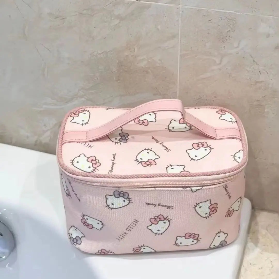 Hello Kitty Large Capacity Travel Makeup Bag – Portable Cosmetic & Toiletry Organizer with Compartments