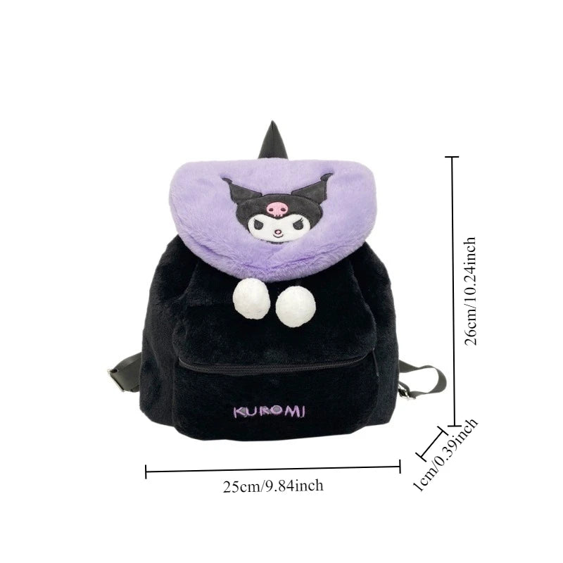 Sanrio Plush Backpack Cartoon Kuromi Melody Cute Backpack Female Sweet Backpack Doll Bag