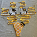 Hello Kitty Inspired Crochet Micro Bikini Set – Cute Kawaii Beachwear for Women