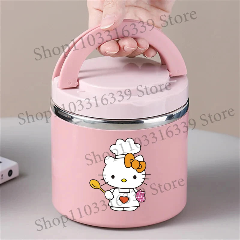 Sanrio HelloKitty Female Thermal Lunch Box Woman Bento Box Student Portable Food Container Cartoon Letter Printed Picnic Case