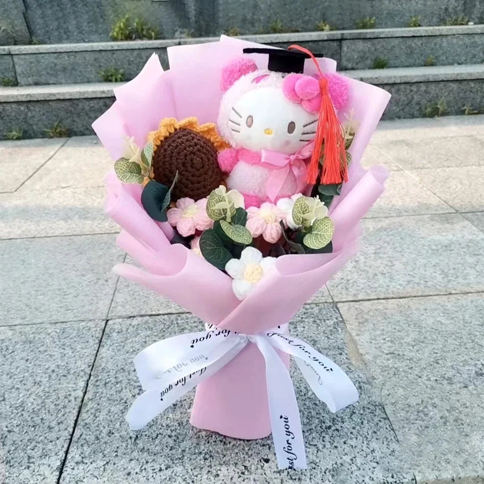 Hello Kitty Cartoon Plush Bouquet – Rose Flower Doll Arrangement for Home Decor & Gift (Valentine’s, Christmas & Wedding)