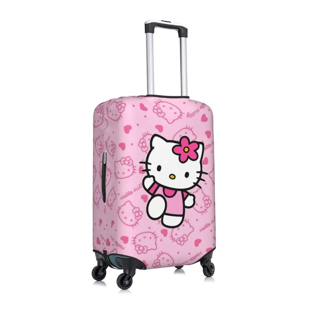 Custom Girls Kitten Classical Printing Luggage Cover Elastic Cute KT Cat Travel Suitcase Protective Covers Fits 18-32 Inch