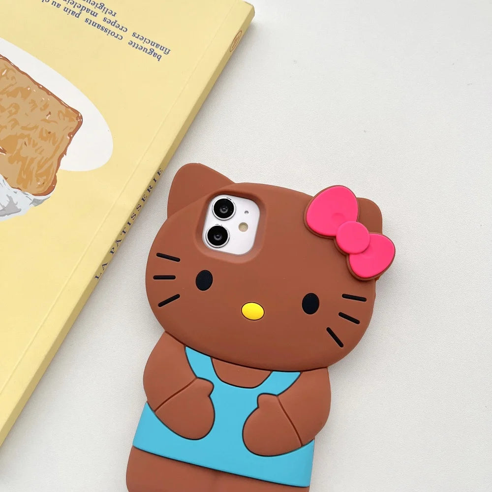 Hello Kitty 3D Silicone Soft Phone Case For iPhone 17 Pro 16 Plus 15 14 13 12 Mini 11 Pro Max XR X XS 7 8 Shockproof Phone Cover