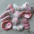 15Pcs/Set Hello Kitty Hair Clip Anime Pink Hairpin Girl's Barrettes Bangs Clip Women's Girls KT Cat Cute Side Hairpin Hair Rope