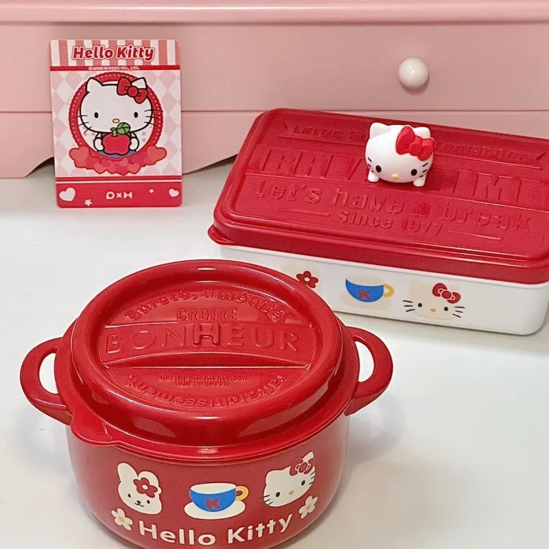 Hello Kitty Anime Lunch Box & Instant Noodle Bowl – PP Microwave-Safe Large Capacity Portable Food Container